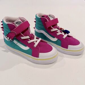 New Vans Dino SK-8 Hi Sneakers Boys 10 Girls Velcro Elastic Laces Suede Canvas